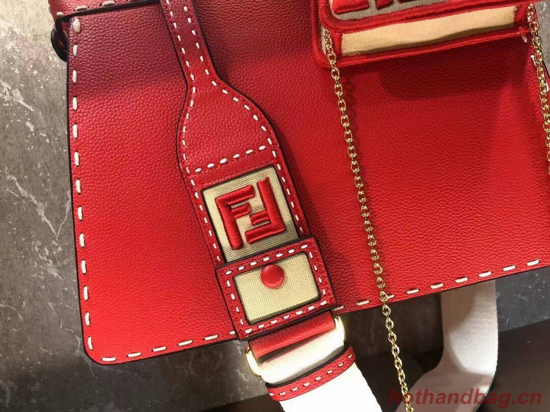 Fendi Peekaboo ISeeU MEDIUM leather bag F8637 red
