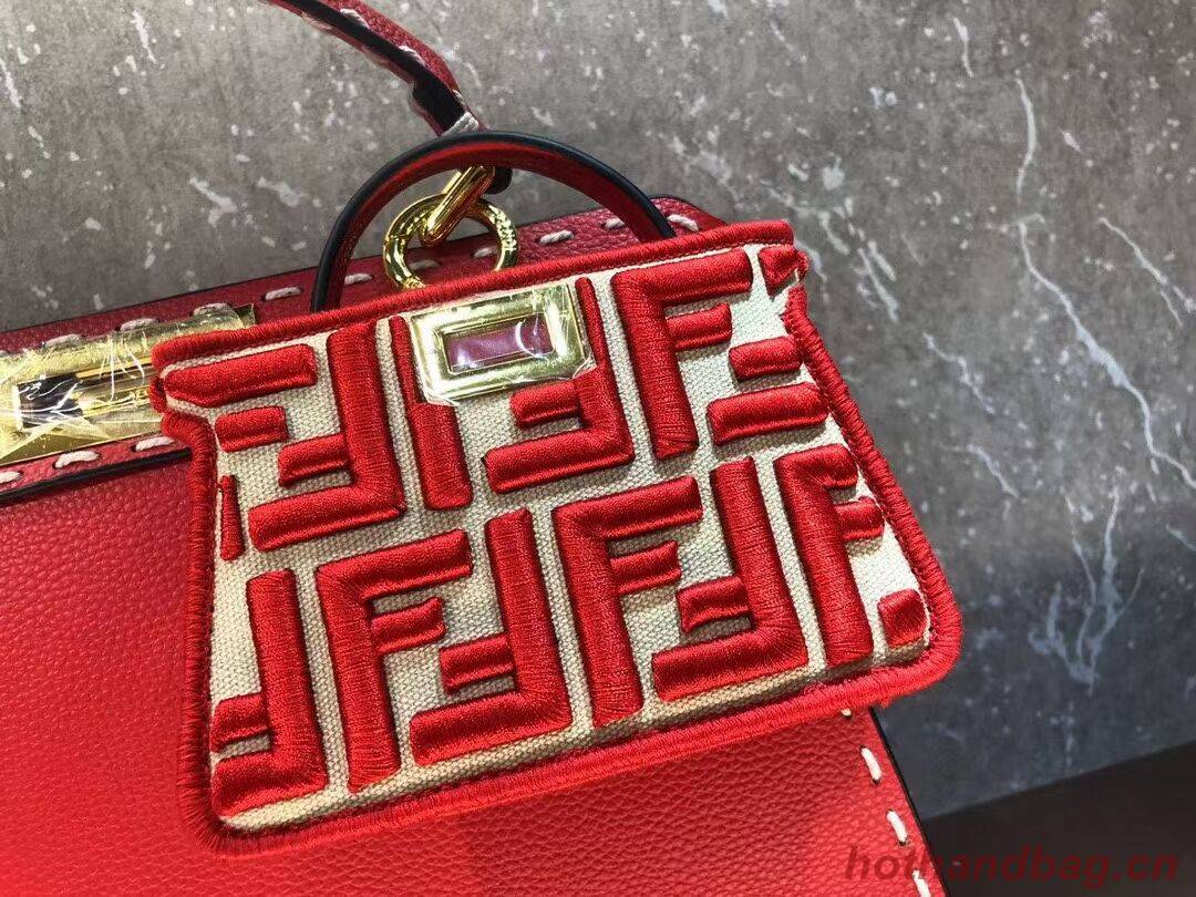 Fendi Peekaboo ISeeU MEDIUM leather bag F8637 red