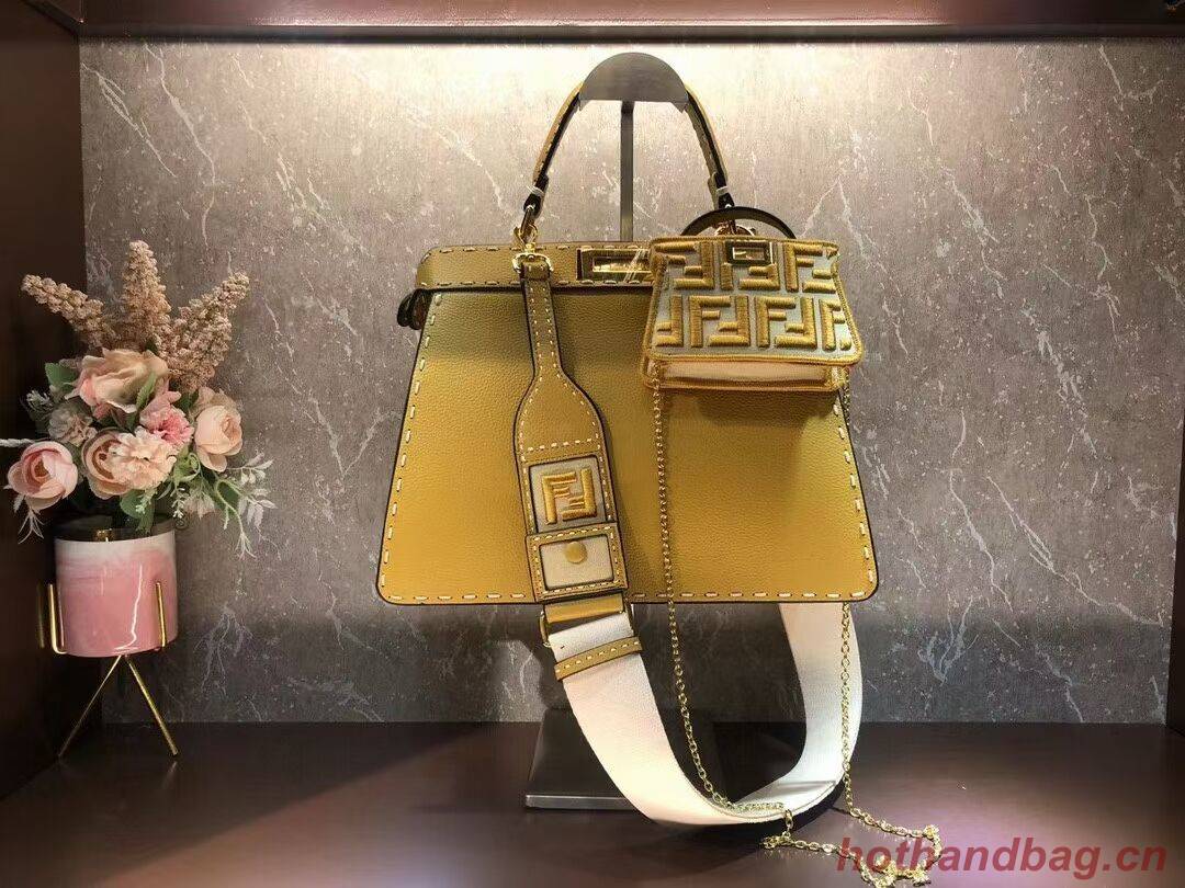 Fendi Peekaboo ISeeU MEDIUM leather bag F8637 yellow