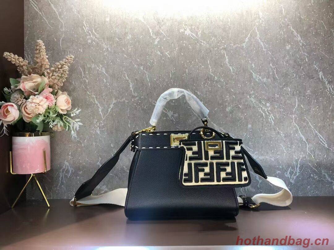 Fendi Peekaboo ISeeU Small leather bag F8636 BLACK