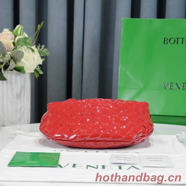 Bottega Veneta Mini intrecciato patent leather top handle bag JODIE 651876V red