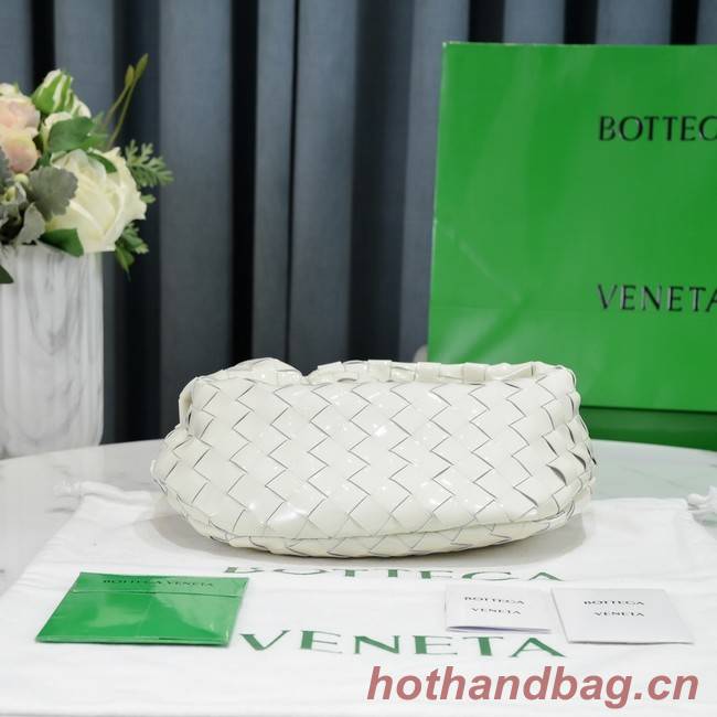 Bottega Veneta Mini intrecciato patent leather top handle bag JODIE 651876V WHITE