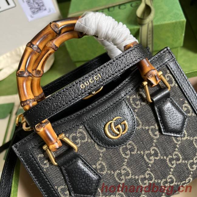 Gucci GG denim jacquard Diana mini tote bag 655661 Black