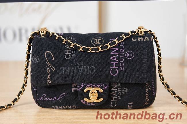 Chanel Flap denim Shoulder Bag AS3134 black