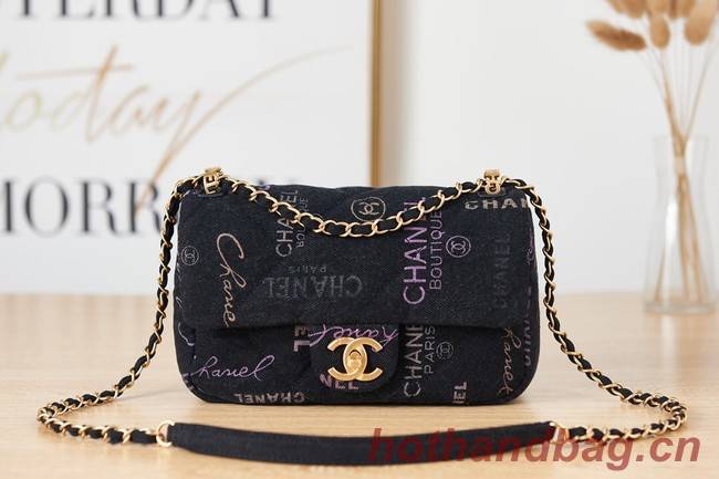 Chanel Flap denim Shoulder Bag AS3134 black