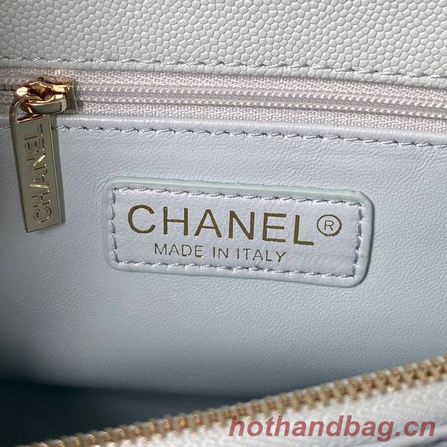 Chanel flap bag with top handle Grained Calfskin gold-Tone Metal A92991 light blue