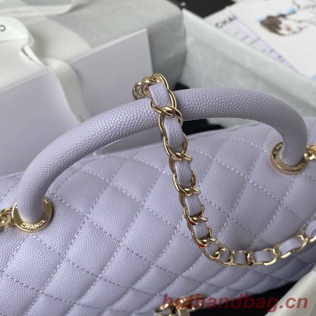 Chanel flap bag with top handle Grained Calfskin gold-Tone Metal A92991 light purple