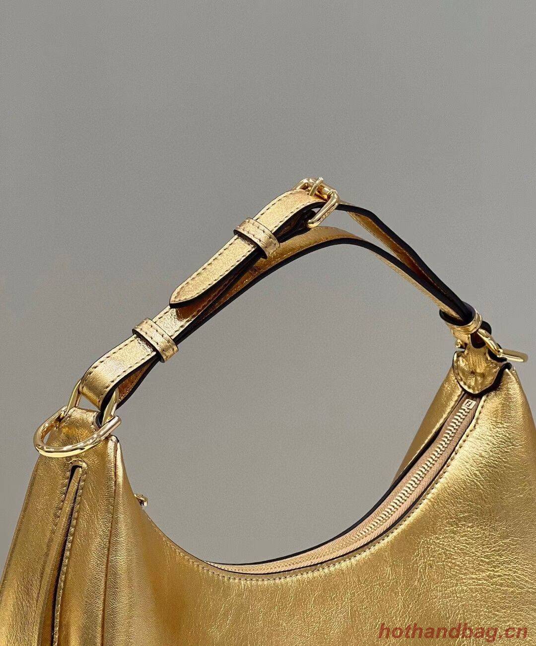 Fendigraphy Small Gold laminated leather bag 8BR798A