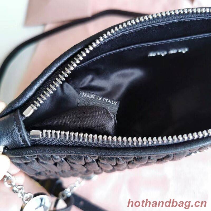 miu miu Matelasse Nappa Leather Shoulder Bag 6BH225 black