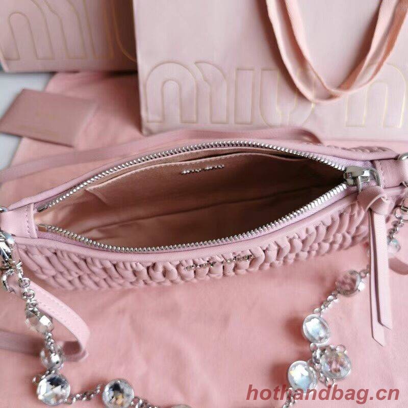miu miu Matelasse Nappa Leather Shoulder Bag 6BH225 pink