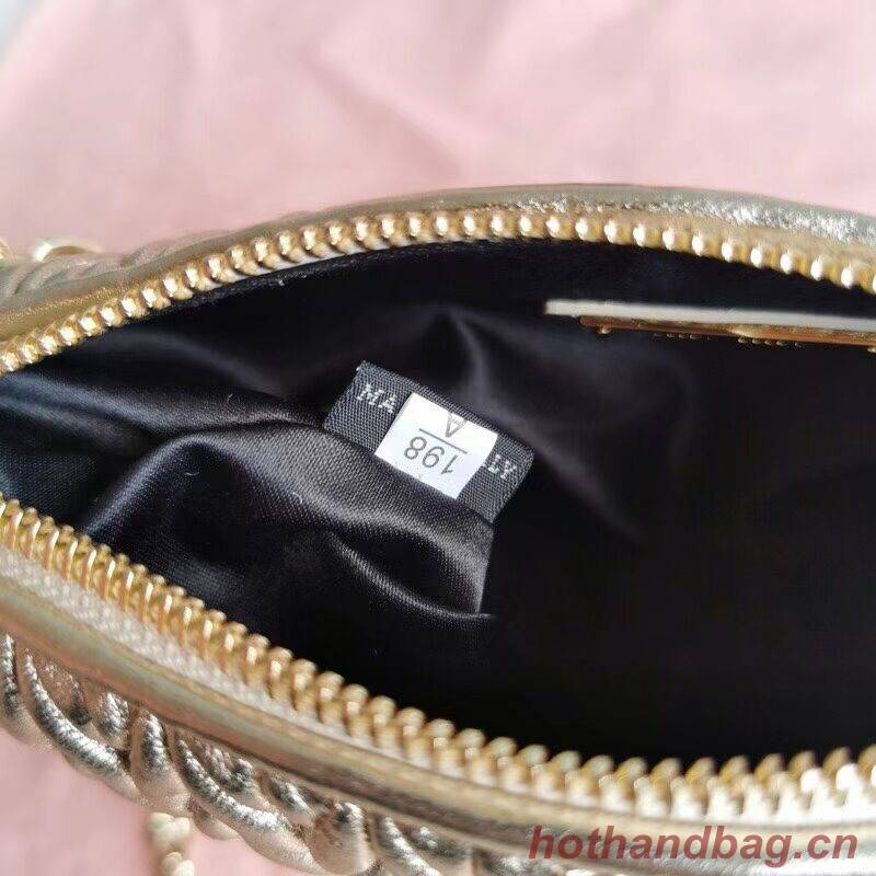 miu miu Matelasse Nappa Leather mini Shoulder Bag 6BE641 gold