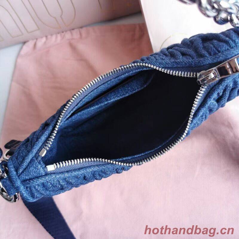 miu miu Matelasse Nappa Leather small Shoulder Bag 6HH212 blue