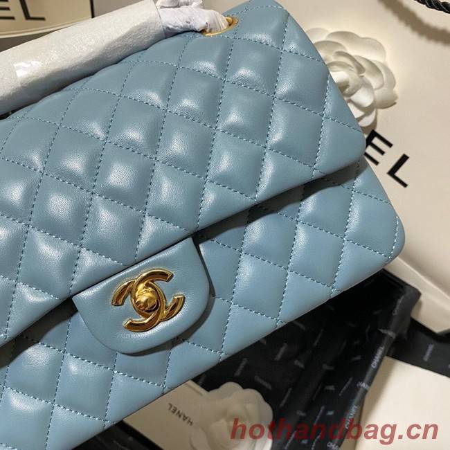 Chanel classic handbag Lambskin&gold Metal 01112 blue