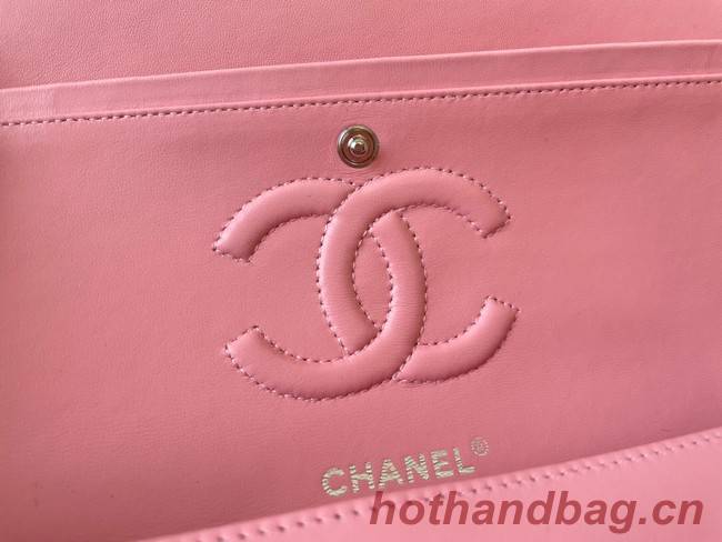 Chanel classic handbag Lambskin&silver Metal 01112 Cherry Blossom powder
