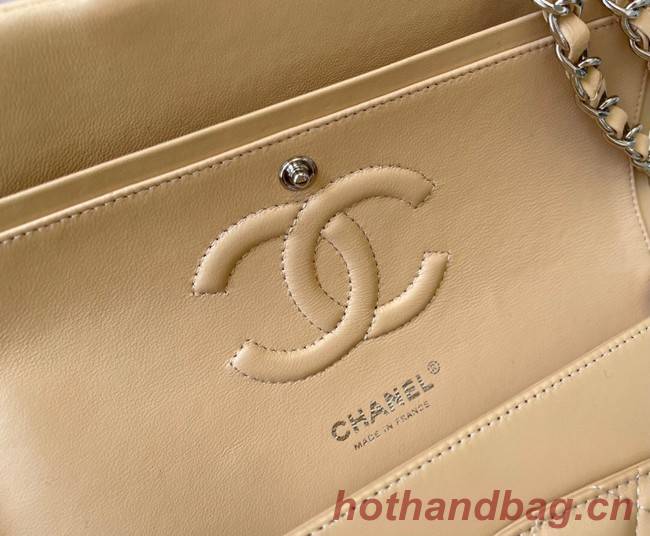 Chanel classic handbag Lambskin&silver Metal 01112 apricot