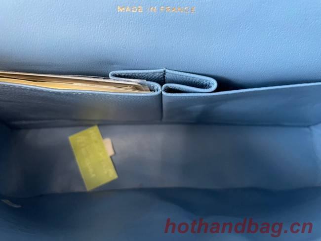 Chanel classic handbag Grained Calfskin&gold Metal 01112 sky blue