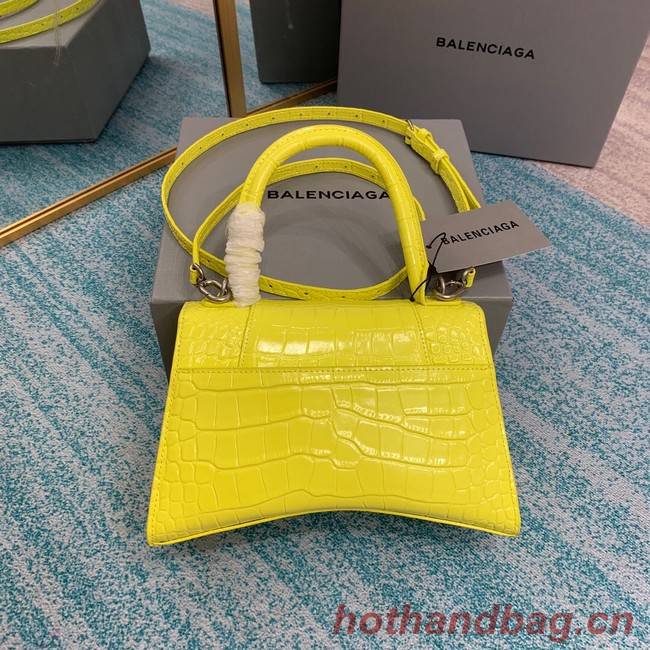 Balenciaga HOURGLASS SMALL TOP HANDLE BAG crocodile embossed calfskin B108895C yellow 