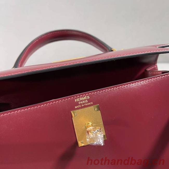 Hermes BOX Leather Bag KL28 Burgundy