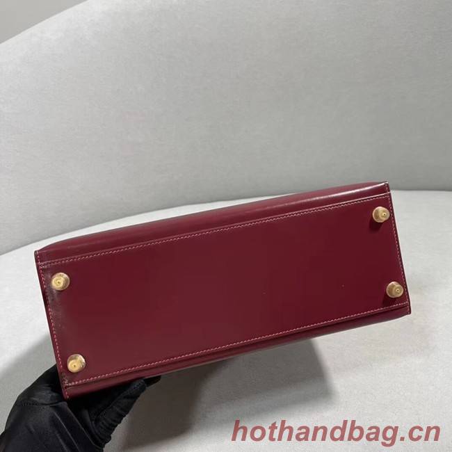 Hermes BOX Leather Bag KL28 Burgundy