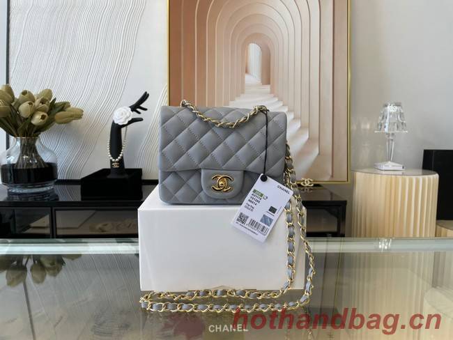 Chanel MINI Flap Bag Original Sheepskin Leather 1115 gray