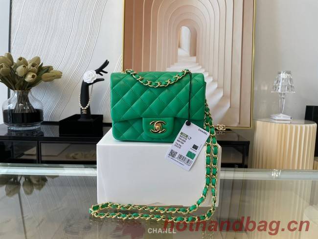 Chanel MINI Flap Bag Original Sheepskin Leather 1115 green