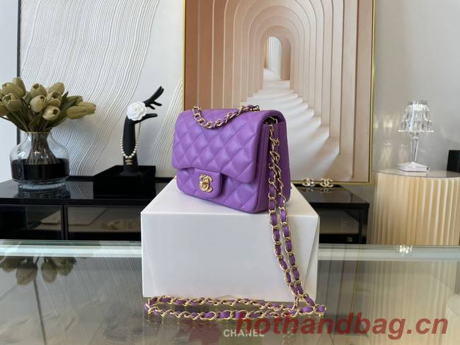 Chanel MINI Flap Bag Original Sheepskin Leather 1115 purple