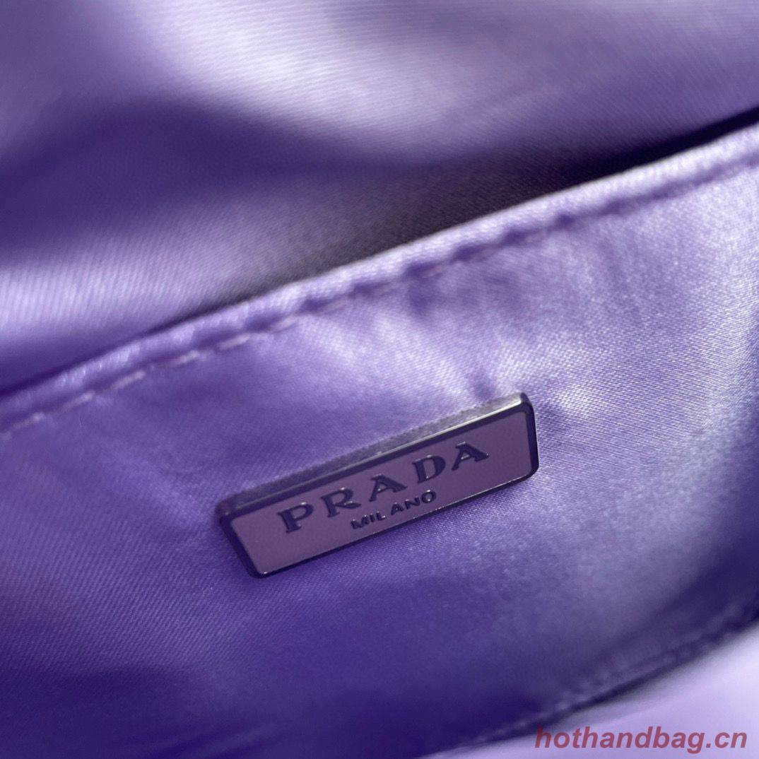 Prada leather small-bag with artificial crystals tote 1BC331 Purple