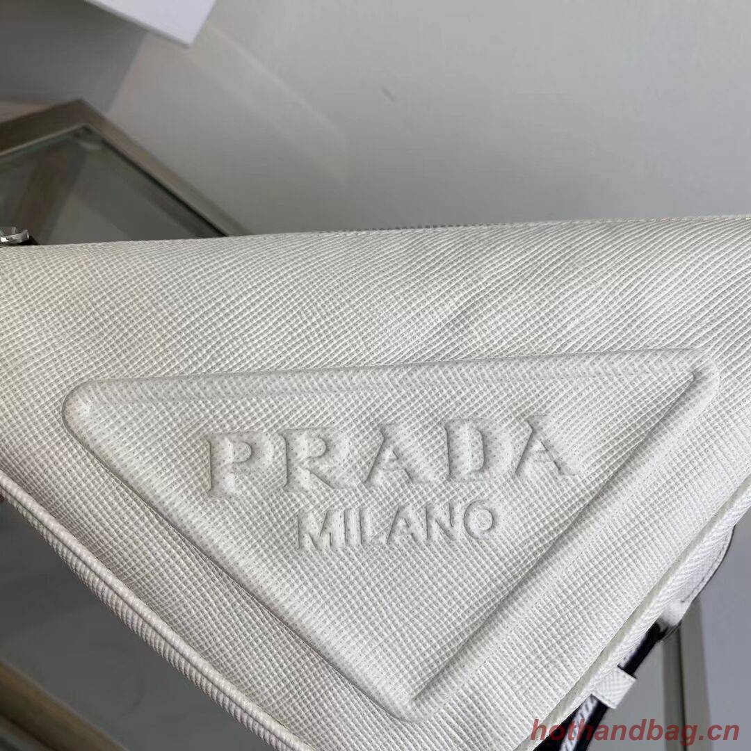 Prada Leather Triangle shoulder bag 2EV055 white