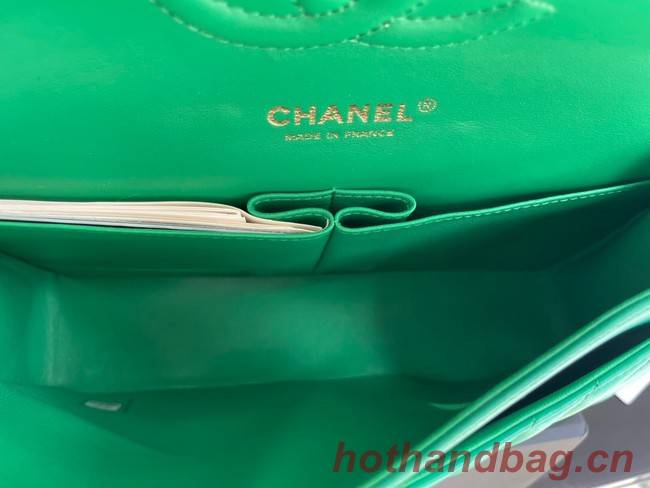 Chanel classic handbag Lambskin & gold Metal V01112 green