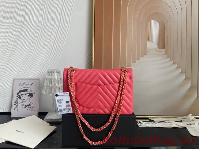 Chanel classic handbag Lambskin & gold Metal V01112 rose