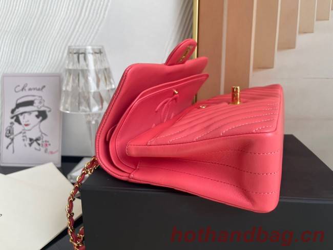 Chanel classic handbag Lambskin & gold Metal V01112 rose