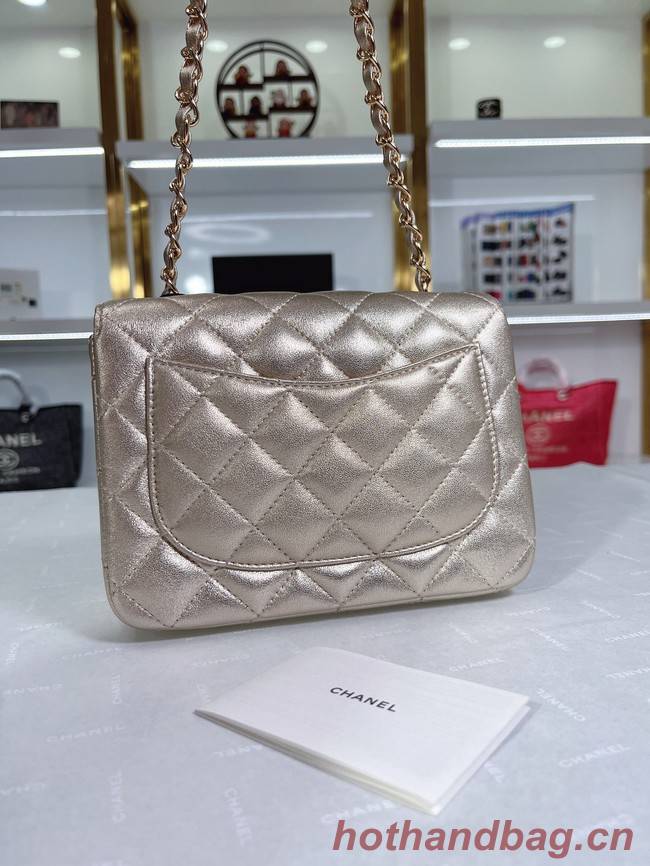 Chanel Flap Lambskin Shoulder Bag A01115 gold
