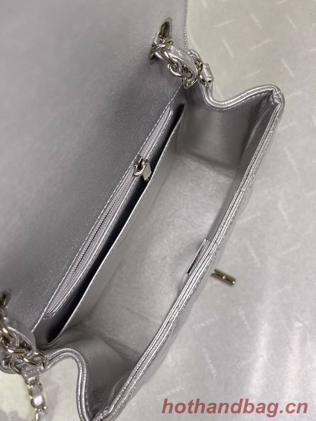 Chanel Flap Lambskin Shoulder Bag A01115 silver