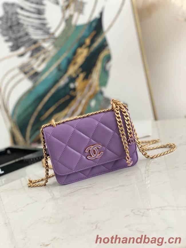 Chanel Flap Lambskin small Shoulder Bag 81185 purple