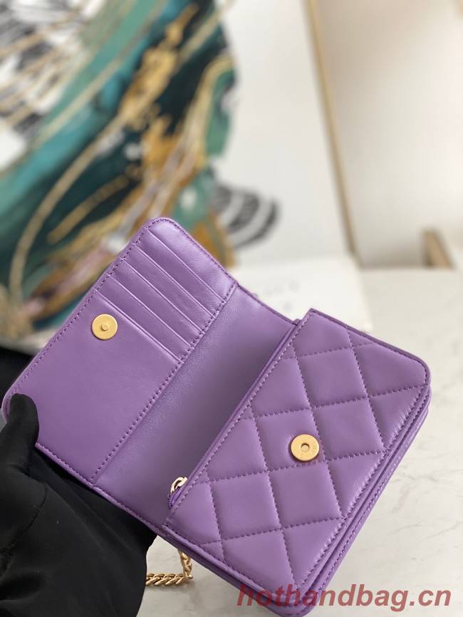 Chanel Flap Lambskin small Shoulder Bag 81185 purple