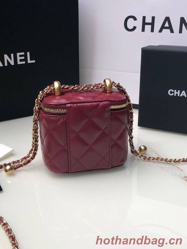 Chanel mini Shoulder Bag Lambskin & Gold-Tone Metal AP2292 Burgundy