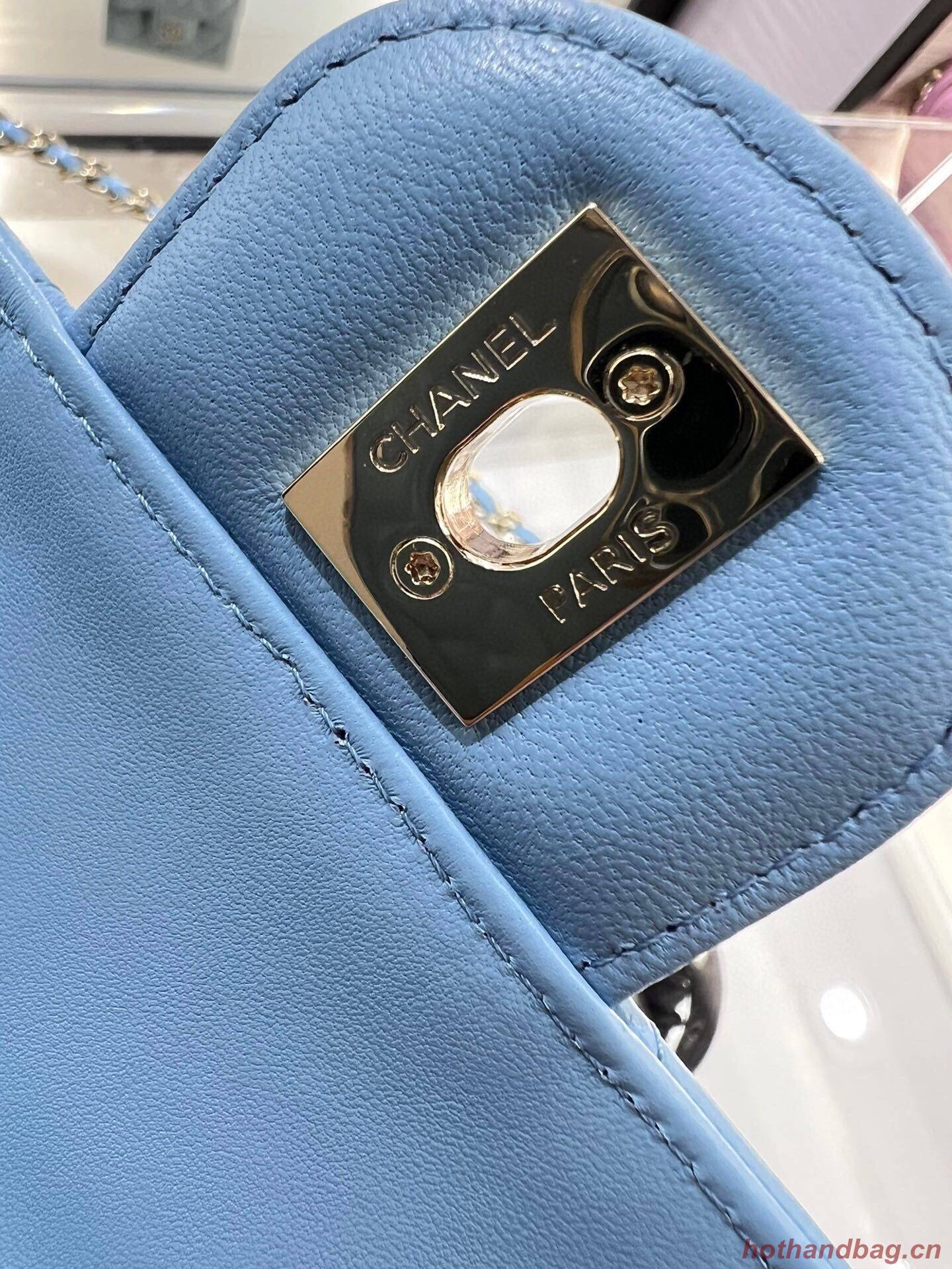 Chanel 2022S Love Heart Original Lambskin Crossbody Chain Bag AS3191Y Blue