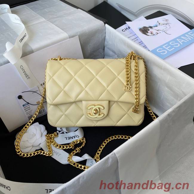 Chanel Flap Lambskin small Shoulder Bag AS3114 light yellow