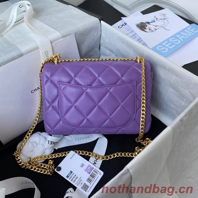 Chanel Flap Lambskin small Shoulder Bag AS3114 purple