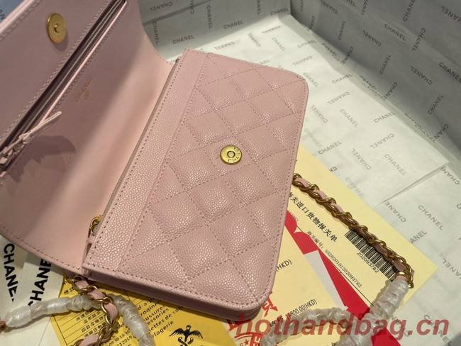 Chanel mini Shoulder Bag Grained Calfskin&Gold-Tone Metal AP2804 pink