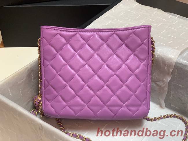 Chanel mini Shoulder Bag Lambskin&Gold-Tone Metal AS3259 purple