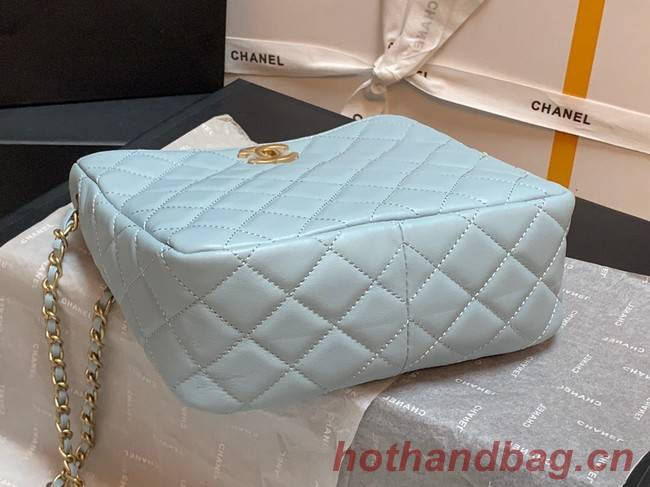 Chanel mini Shoulder Bag Lambskin&Gold-Tone Metal AS3259 sky blue