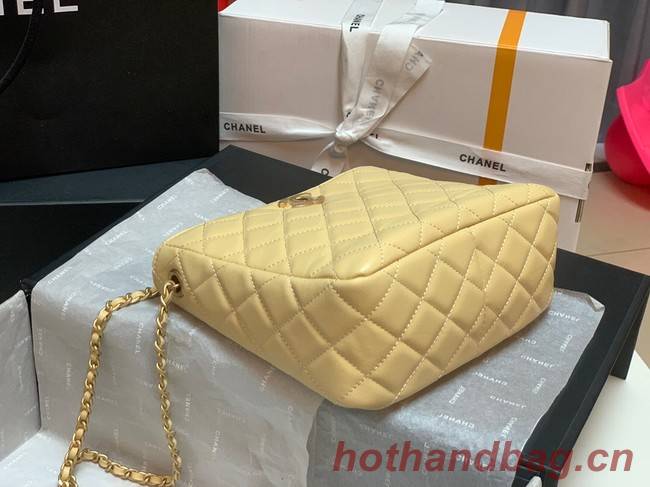 Chanel mini Shoulder Bag Lambskin&Gold-Tone Metal AS3259 yellow