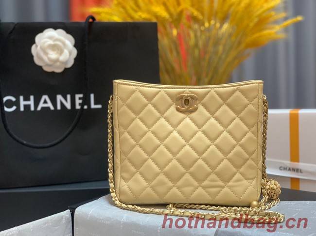Chanel mini Shoulder Bag Lambskin&Gold-Tone Metal AS3259 yellow