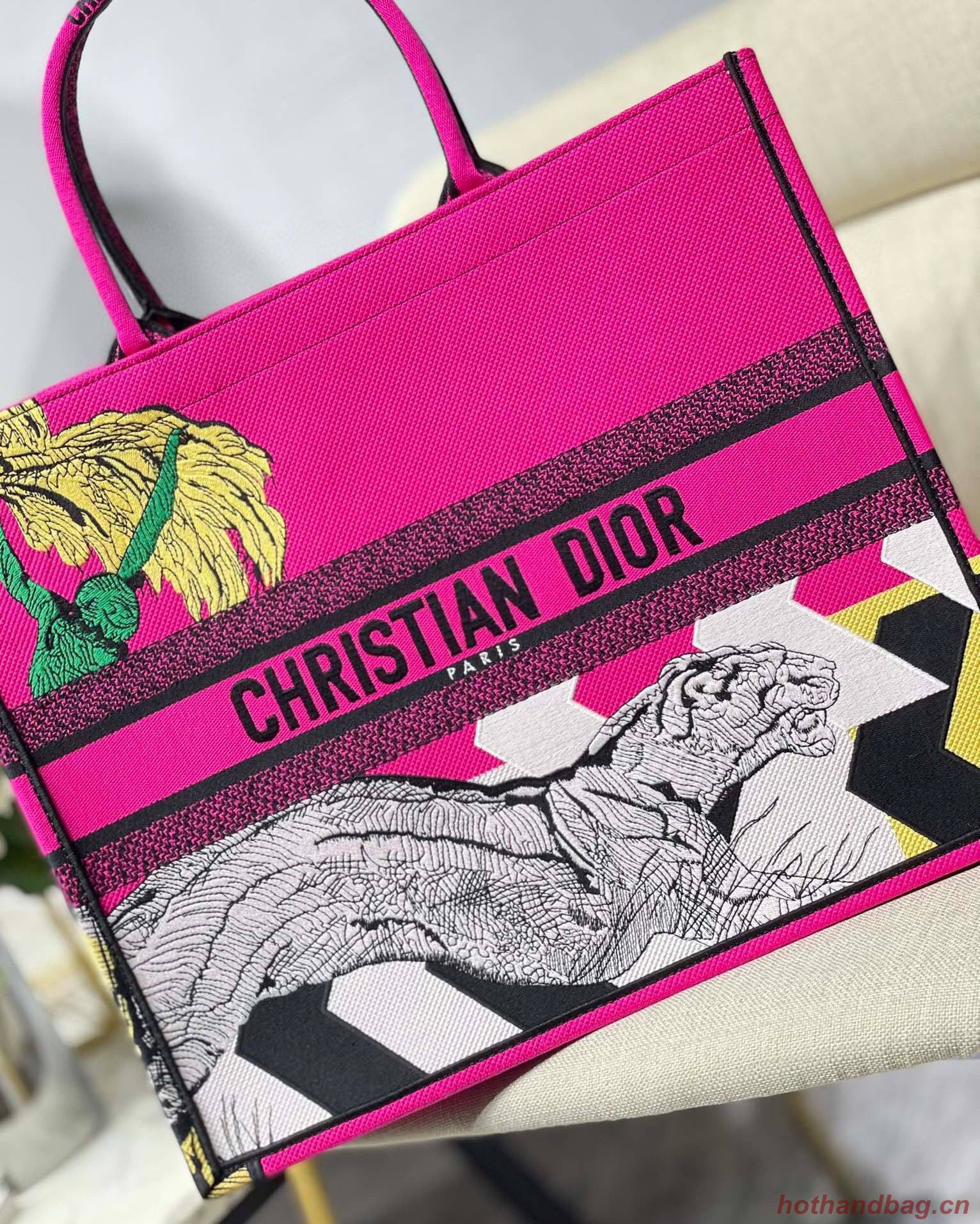 DIOR BOOK TOTE BAG TOILE DE JOUY M1286 Tiger Pink Customized Your Name