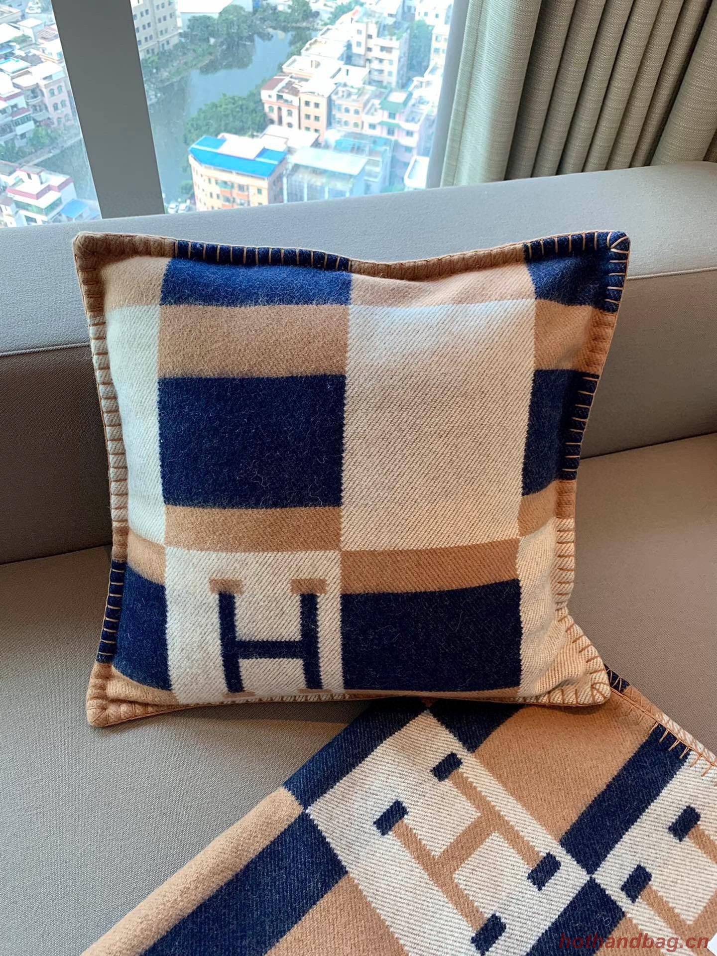 Hermes Pillow 18234 Khaki&Blue