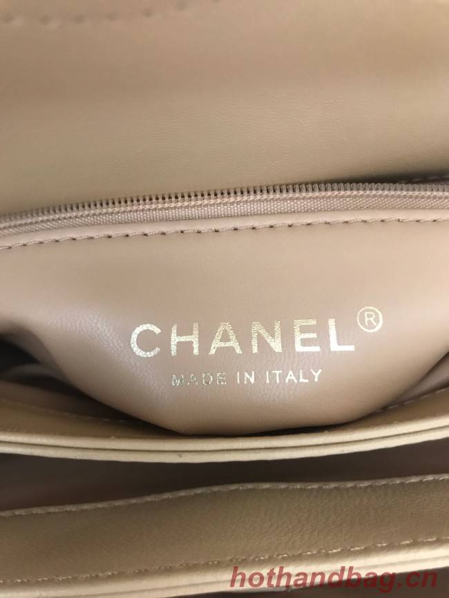 Chanel CC original lambskin top handle flap bag A92236 Beige&Gold-Tone Metal