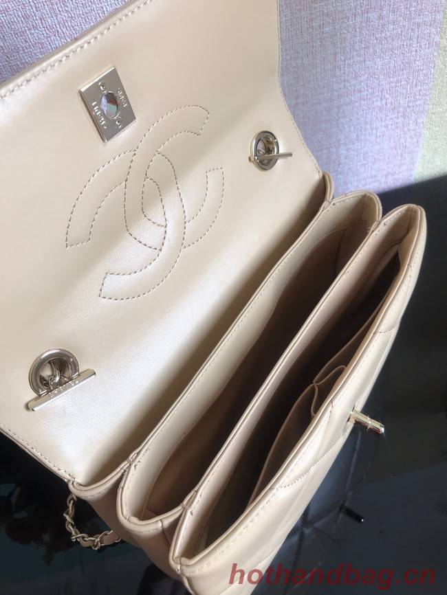 Chanel CC original lambskin top handle flap bag A92236 Beige&Gold-Tone Metal