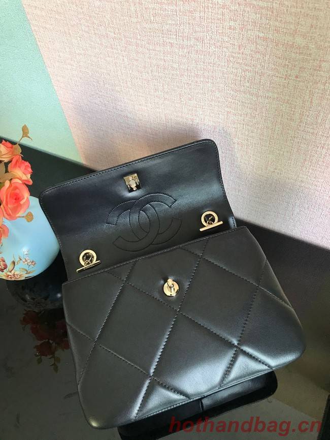 Chanel CC original lambskin top handle flap bag A92236 black&Gold-Tone Metal