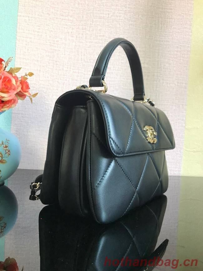 Chanel CC original lambskin top handle flap bag A92236 black&Gold-Tone Metal